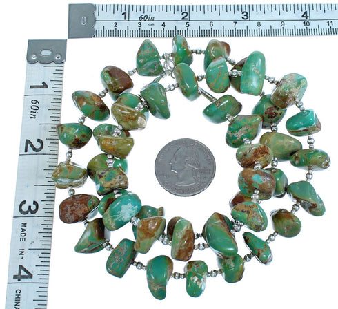 Genuine Sterling Silver Southwestern Turquoise Bead Necklace RX117559